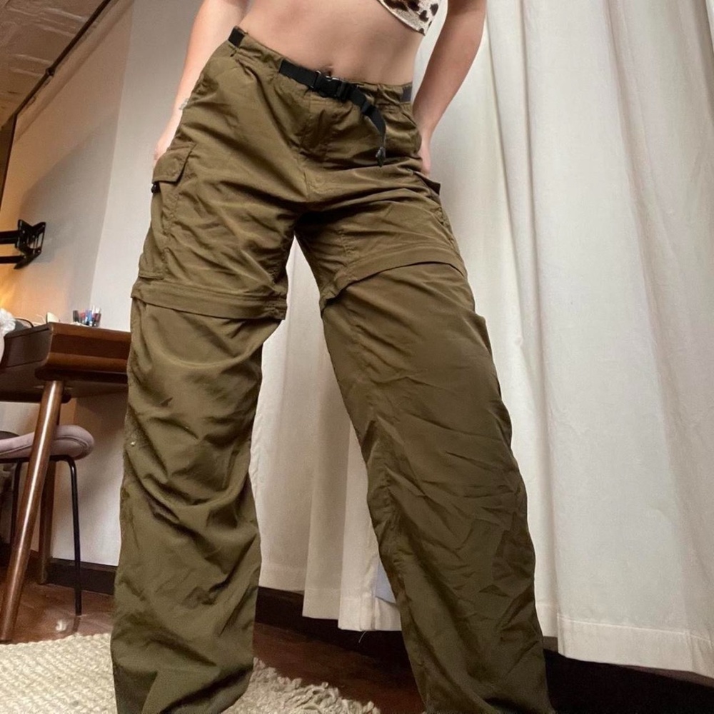 Convertible Belted Cargo Hiking Pants in Olive Green